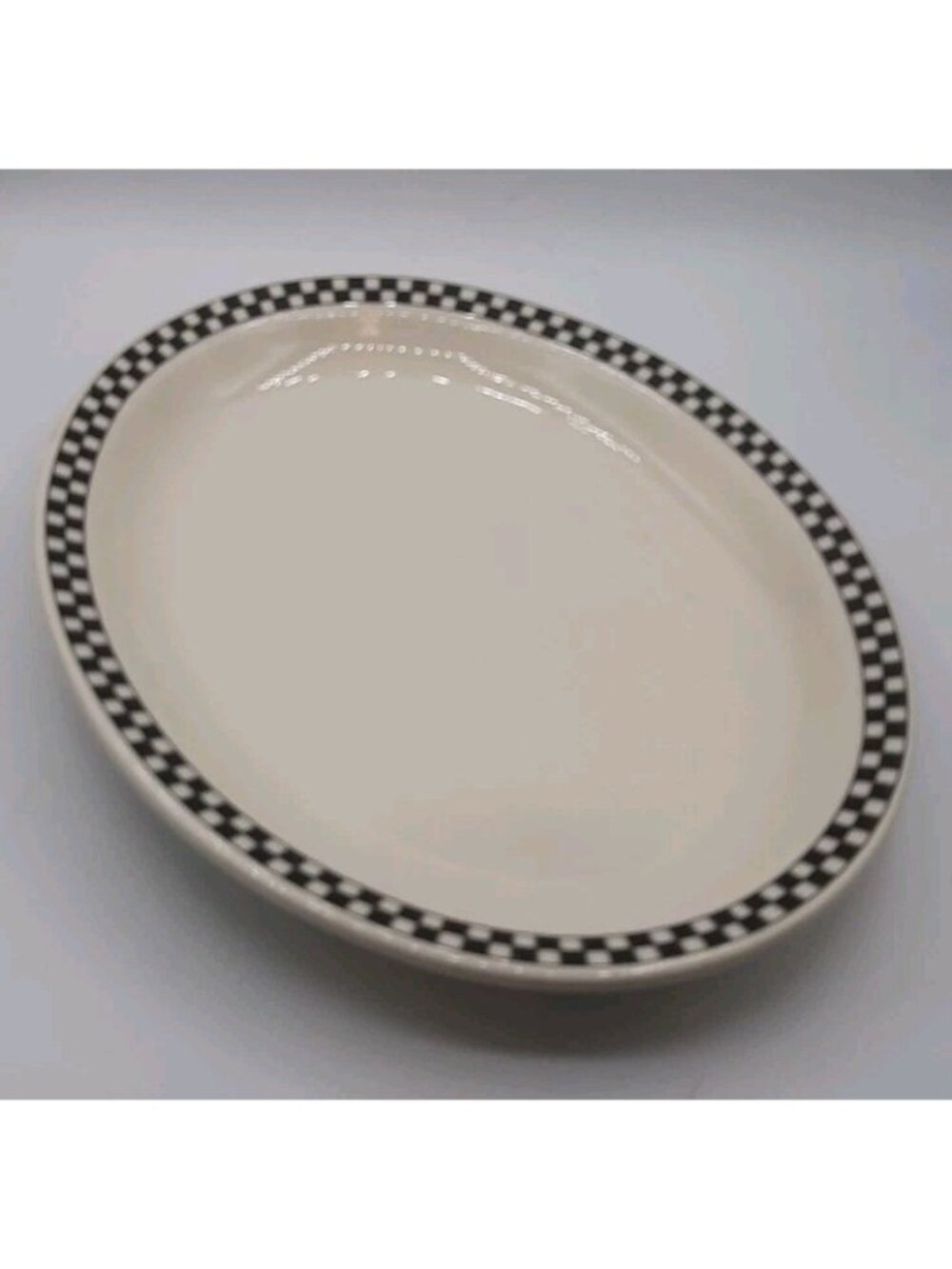 Vintage Homer Laughlin Black Checkers Oval Platters Plate America's Diner USA